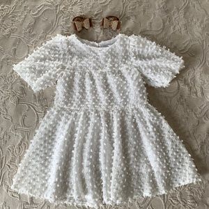 Holiday dress for a girl + hand made hair bows